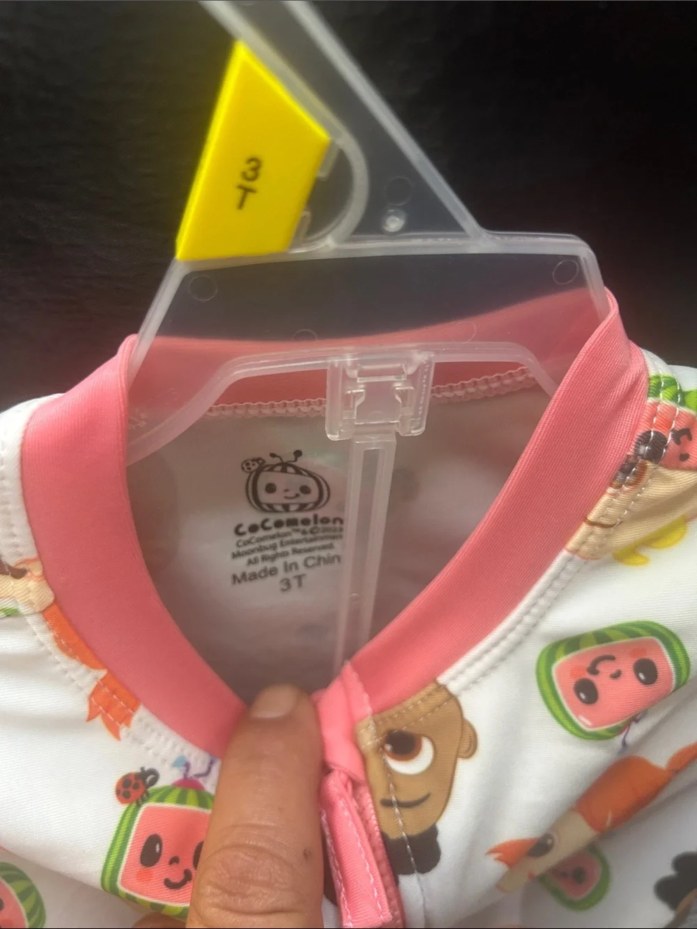 Kids Pink Character Print Rash Guard Bikini Set